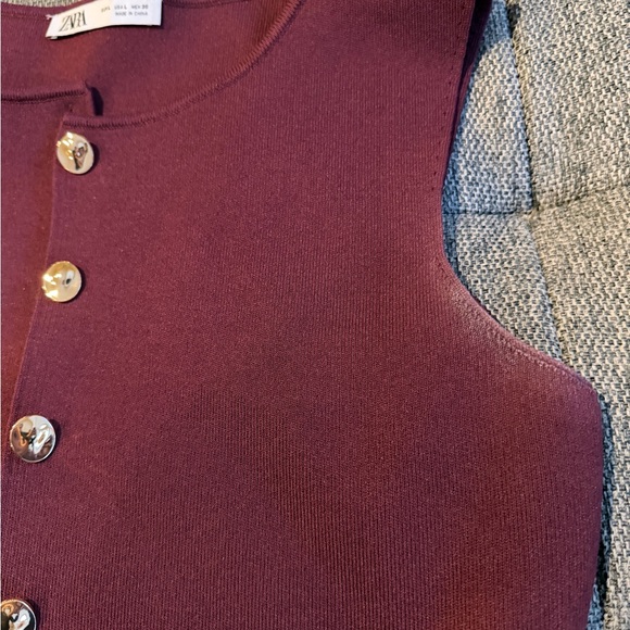 Zara Deep Red Sleeveless Dress with Buttons - Picture 6 of 9